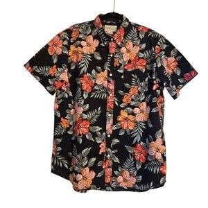 Denim & Supply Ralph Lauren Black Tropical Hawaiian Short Sleeve Shirt XXL